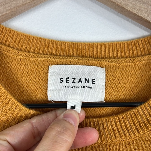 Sezane Andreas Yellow Wool Cashmere Ruffle Pullover Sweater Womens Size M - Picture 3 of 8